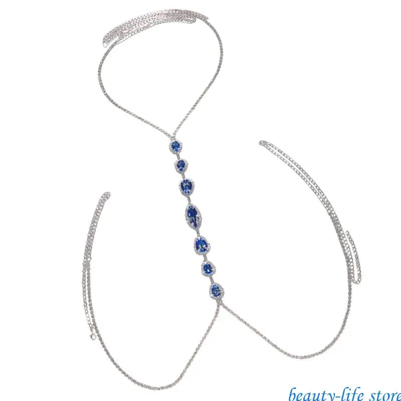 Crystal Belly Waist Chain Teardrop Rhinestones Body Chain Chest Chain Gifts 517D