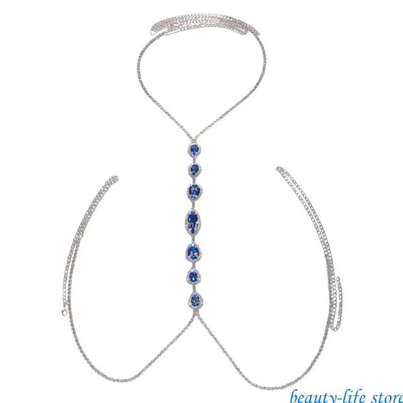 Crystal Belly Waist Chain Teardrop Rhinestones Body Chain Chest Chain Gifts 517D