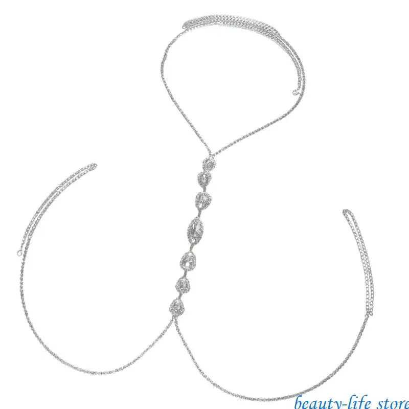 Crystal Belly Waist Chain Teardrop Rhinestones Body Chain Chest Chain Gifts 517D