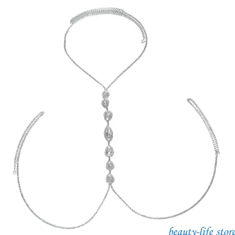 Crystal Belly Waist Chain Teardrop Rhinestones Body Chain Chest Chain Gifts 517D