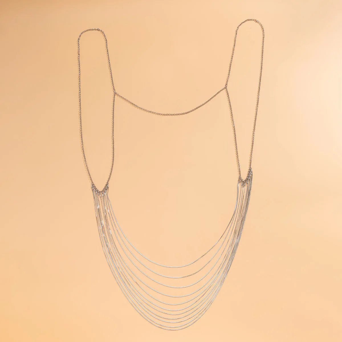 1Pc Multilayers Metal Bead Bra Chain Necklace Body Jewelry for Women Beach Bikini Decor Chest Body Chain Harness Accessories