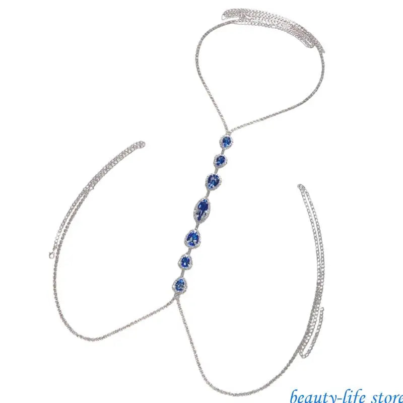 Crystal Belly Waist Chain Teardrop Rhinestones Body Chain Chest Chain Gifts 517D