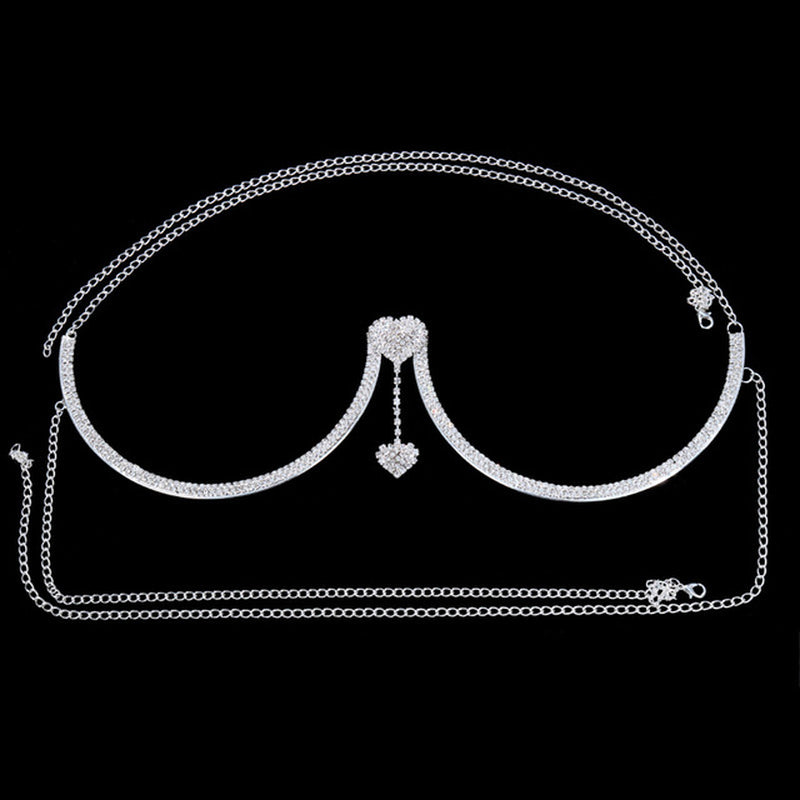 Chest Bracket Baddie Double Pendant Rhinestone Body Jewelry- Aphrodite