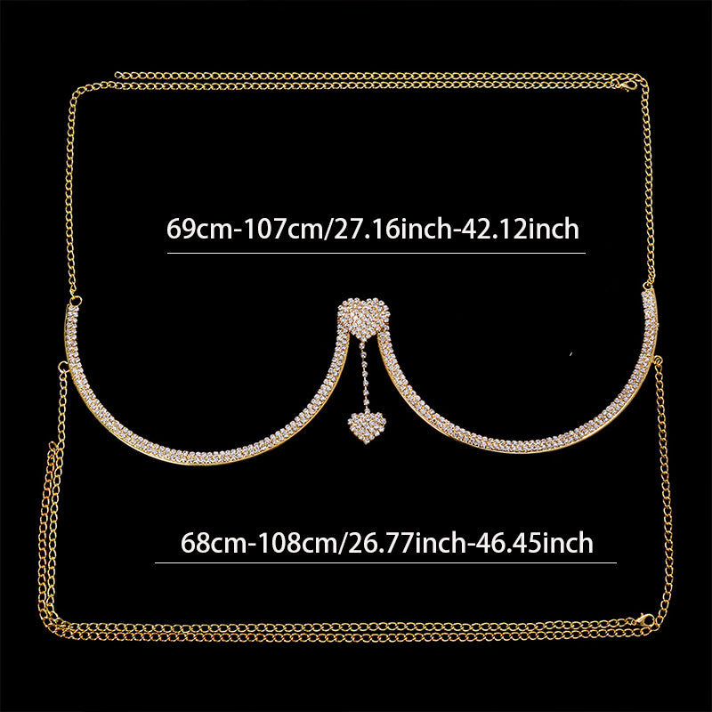 Chest Bracket Baddie Double Pendant Rhinestone Body Jewelry- Aphrodite