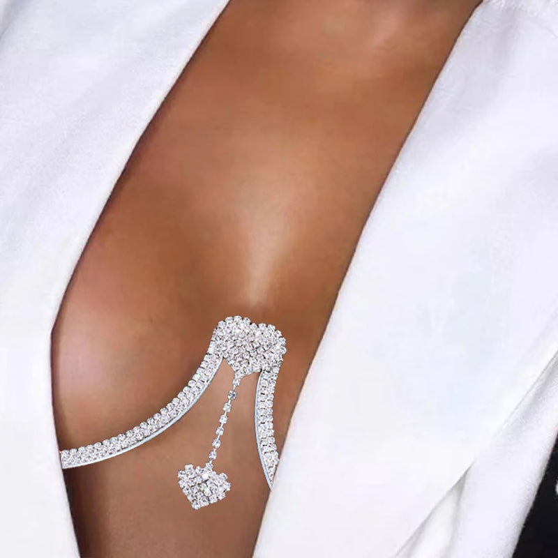 Chest Bracket Baddie Double Pendant Rhinestone Body Jewelry- Aphrodite
