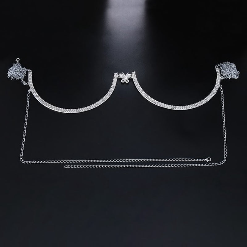 Chest Bracket Baddie Double Pendant Rhinestone Body Jewelry- Aphrodite