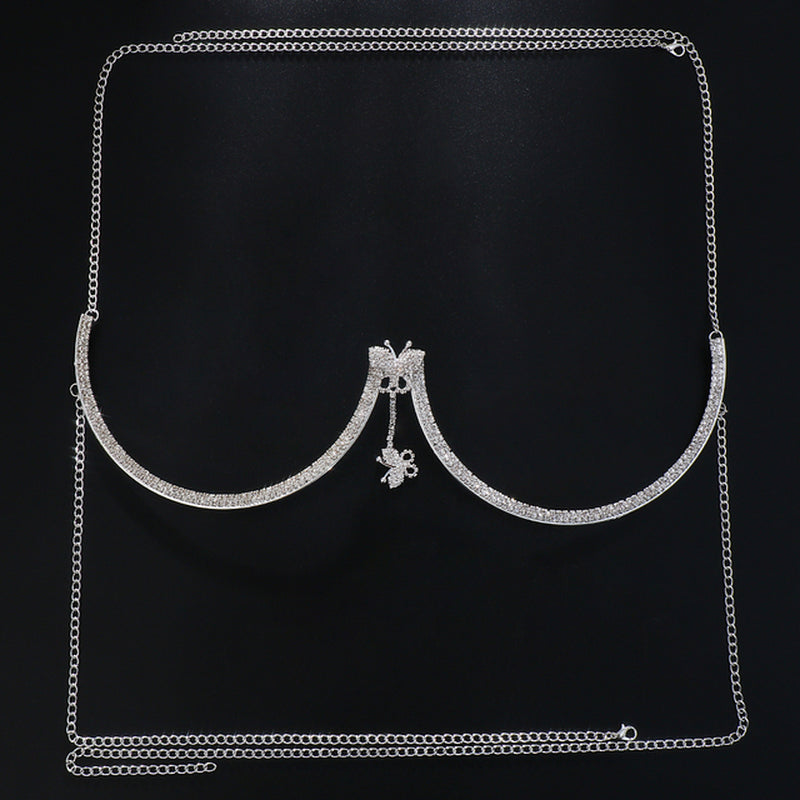 Chest Bracket Baddie Double Pendant Rhinestone Body Jewelry- Aphrodite