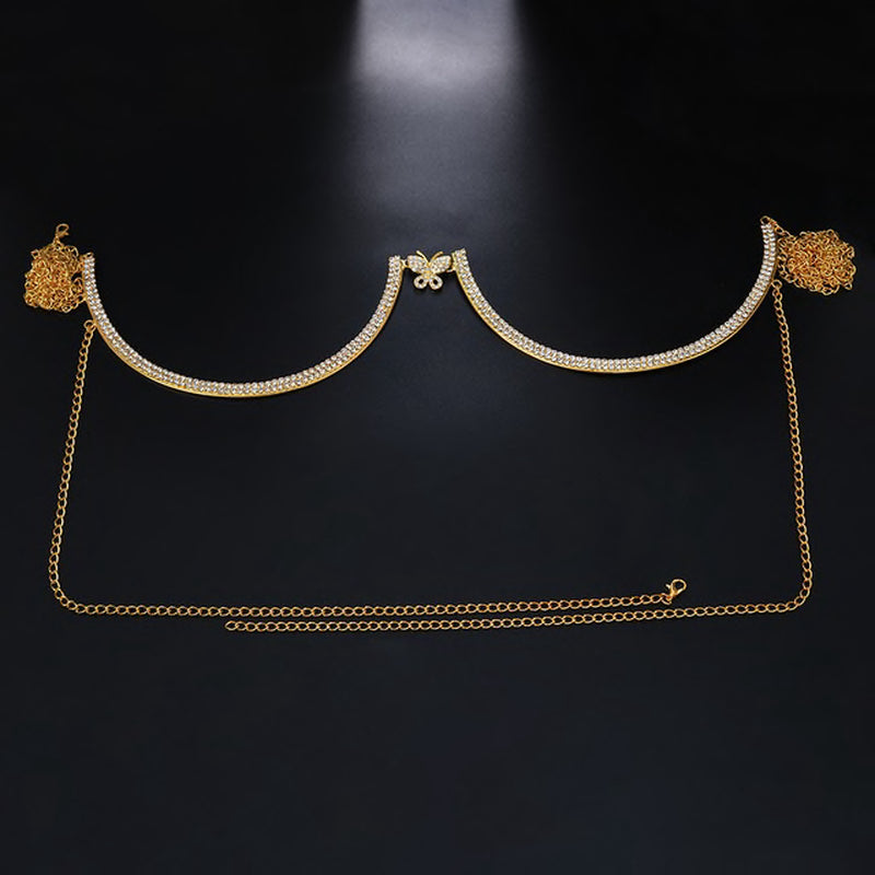 Chest Bracket Baddie Double Pendant Rhinestone Body Jewelry- Aphrodite