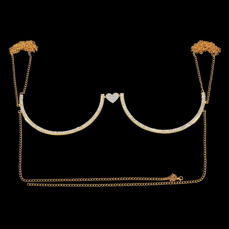 Chest Bracket Baddie Double Pendant Rhinestone Body Jewelry- Aphrodite