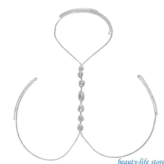 Crystal Belly Waist Chain Teardrop Rhinestones Body Chain Chest Chain Gifts 517D