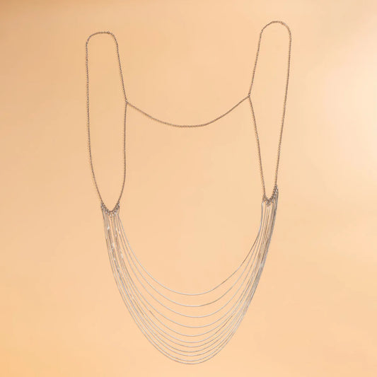 1Pc Multilayers Metal Bead Bra Chain Necklace Body Jewelry for Women Beach Bikini Decor Chest Body Chain Harness Accessories